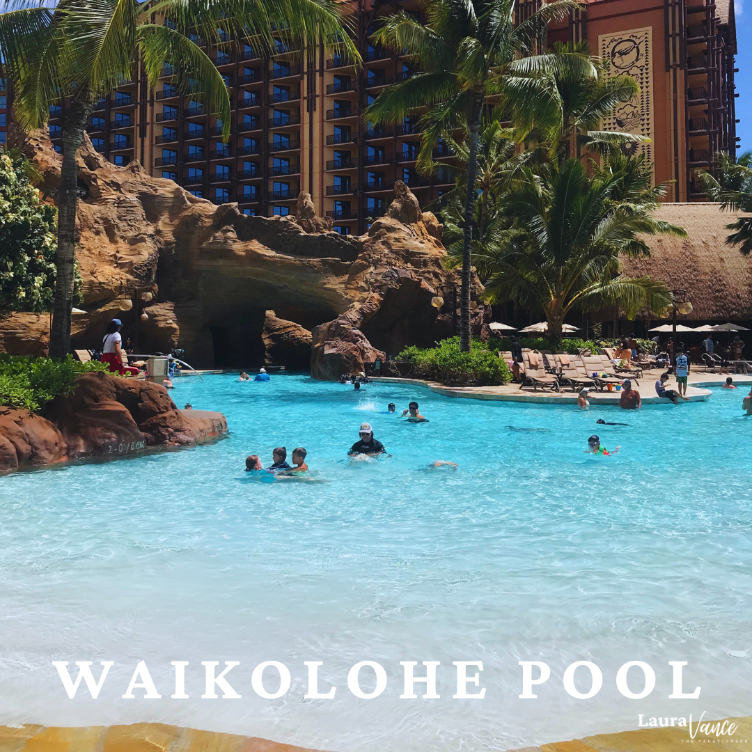 people playing in the WAIKOLOHE POOL at Disney's Aulani in Hawaii