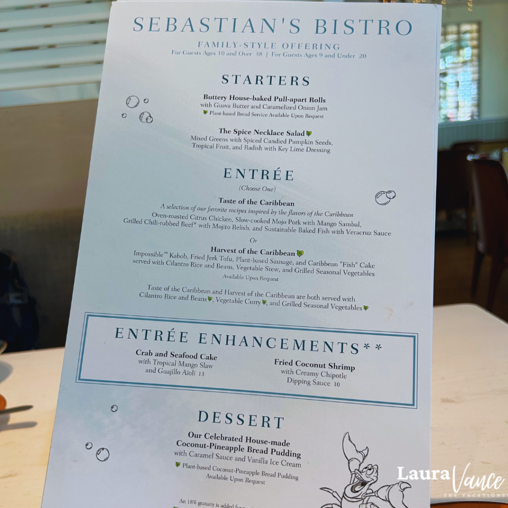 Sebastian's bistro menu Disney