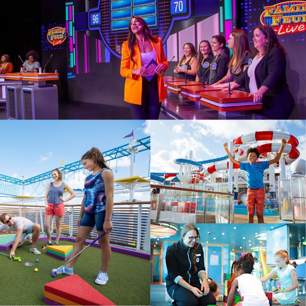 carnival cruise tips for fun such as family feud, mini gold and water slides